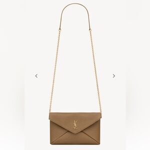 NWT Saint Laurent Tan Leather Envelope Crossbody Bag / Clutch